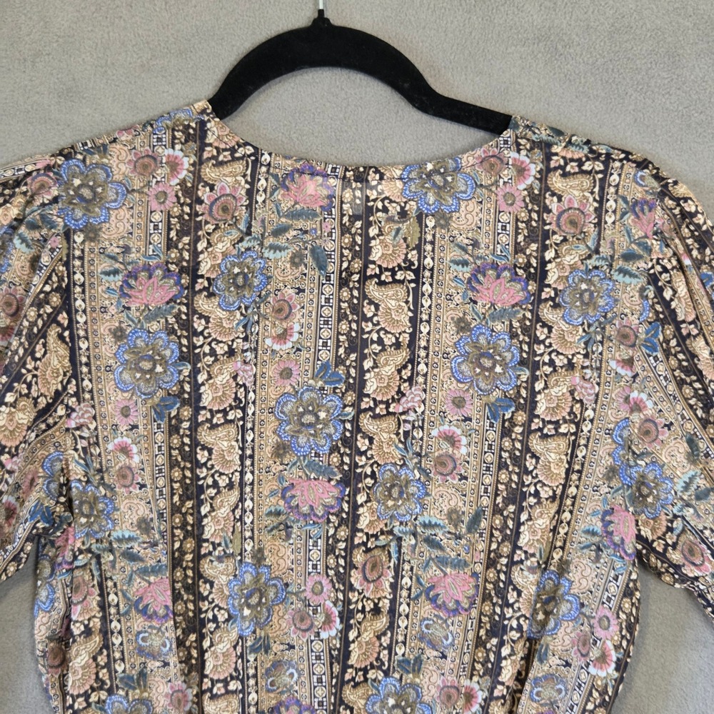 Wildflower Apparel Floral Smocked Peasant Top Women's Medium Boho Hippie - Picture 7 of 14